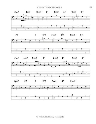 jazz bass tab basstab.net constructing walking jazz bass lines book II rhythm changes in 12 keys bass tab edition ex 7 